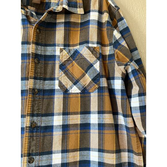 SCHMIDT Workwear Carpenter Men's Plaid Flannel Button Up Shirt Brown Cotton XL - Picture 5 of 11